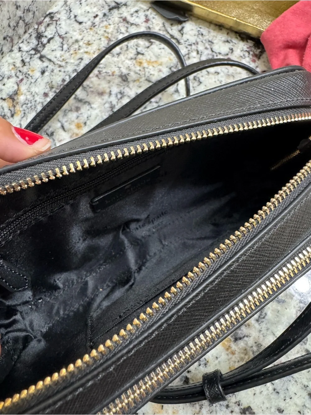 kate spade Black Saffiano Double-Zip Crossbody Bag